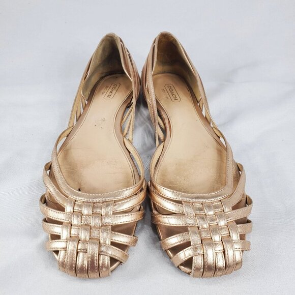 Coach Women's Lottie Rose Gold Metallic Woven Shoes Flats Slip On size 8 - Picture 2 of 10